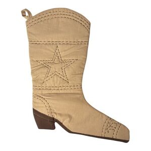 Patchwork Creations Cowgirl Boot Christmas Stocking Tan Brown Star Western